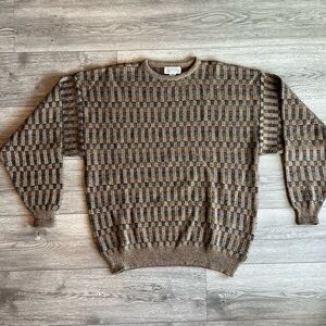 Gianfranco Ruffini Italy Men’s Vintage Knit Pattern Pullover Sweater XL Grandpa